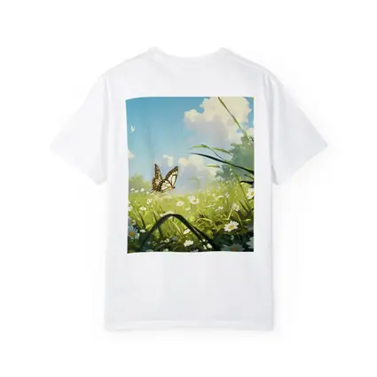 Butterfly Over Daisy Field Anime Style