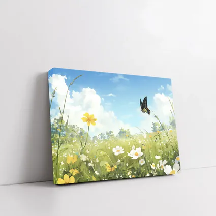 Swallowtail Butterfly Over Sunny Wildflower Meadow