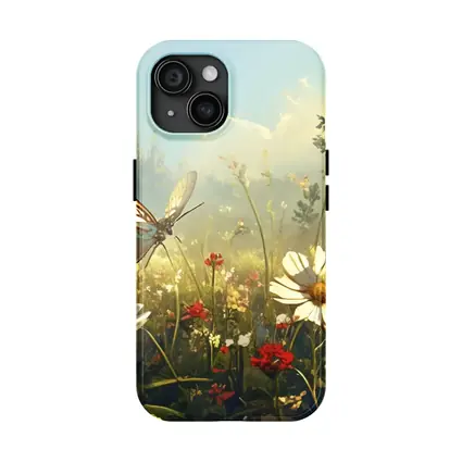 Butterfly Over Daisy Wildflower Meadow Summer