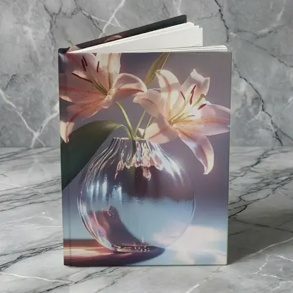 Pink Lily Flowers Glass Vase Soft Light