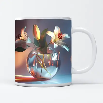 White Lilies Glass Vase Soft Pastel Background
