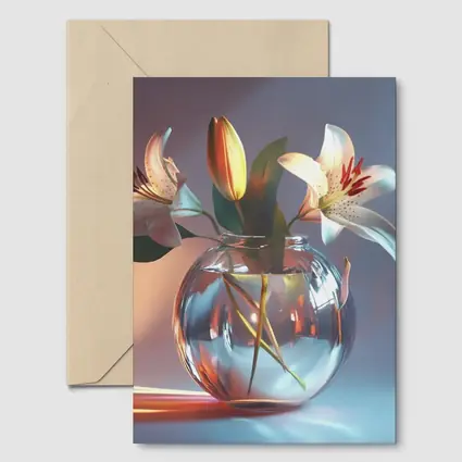 White Lilies Glass Vase Soft Pastel Background