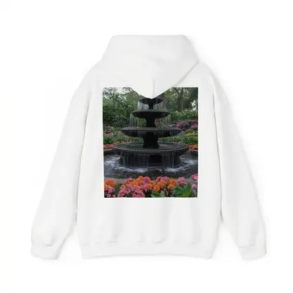 Tiered Garden Fountain Surrounded By Colorful Flowers