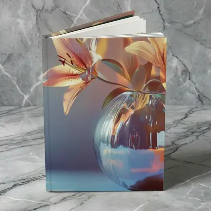Pink Lilies Glass Vase Soft Light