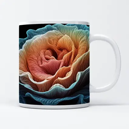 Macro Rose Coral Blue Black Background