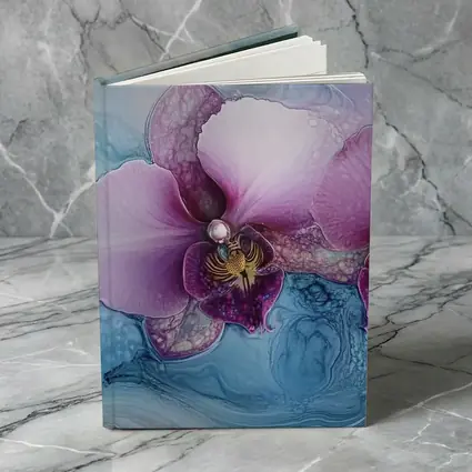 Purple Orchid Flowers Blue Marble Background