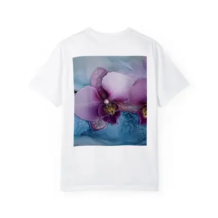 Purple Orchid Flowers Blue Marble Background