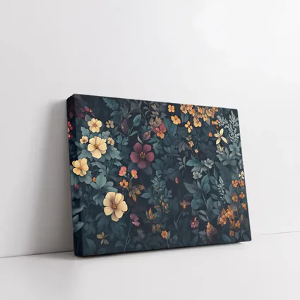 Dark Moody Wildflowers On Deep Navy Background