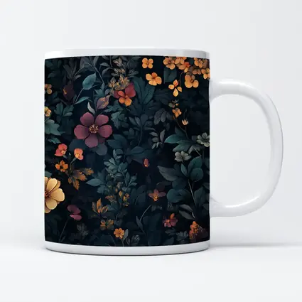 Dark Moody Wildflowers On Deep Navy Background