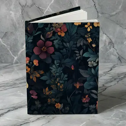Dark Moody Wildflowers On Deep Navy Background