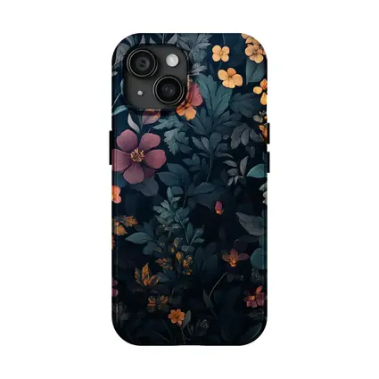 Dark Moody Wildflowers On Deep Navy Background