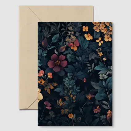 Dark Moody Wildflowers On Deep Navy Background