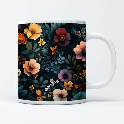 Dark Floral Pattern Mixed Wildflowers Botanical