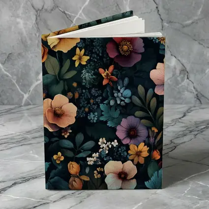 Dark Floral Pattern Mixed Wildflowers Botanical
