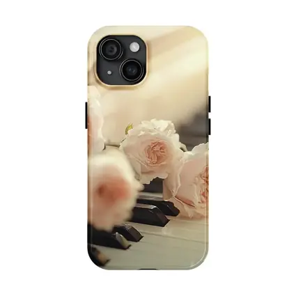 Pink Roses Resting On Piano Keys