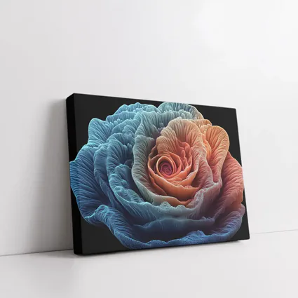 Rose Macro Fractal Blue Coral Black Background