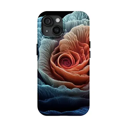 Rose Macro Fractal Blue Coral Black Background