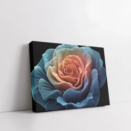 Blue Pink Rose Macro Art Black Background