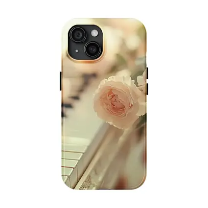 Pink Roses Resting On White Piano Keys
