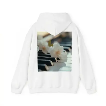 White Flowers Resting On Piano Keys