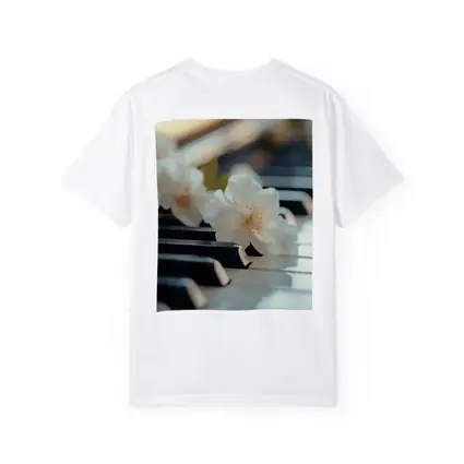 White Flowers Resting On Piano Keys