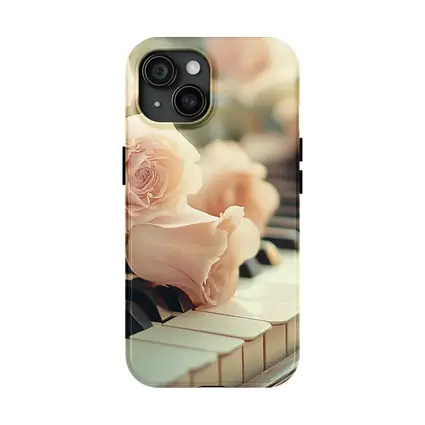Pink Roses Resting On Piano Keys