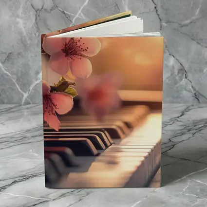 Cherry Blossoms Resting On Piano Keys