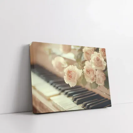 Pink Roses Resting On Piano Keys