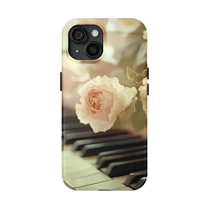 Pink Roses Resting On Piano Keys