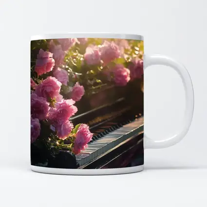 Pink Roses Blooming Around Grand Piano