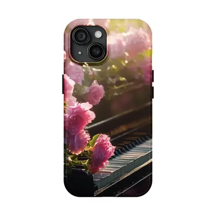 Pink Roses Blooming Around Grand Piano