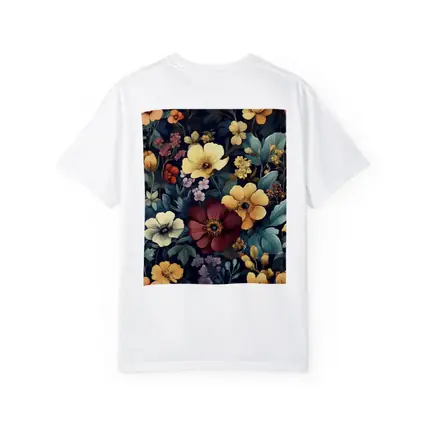 Dark Botanical Floral Pattern Navy Background