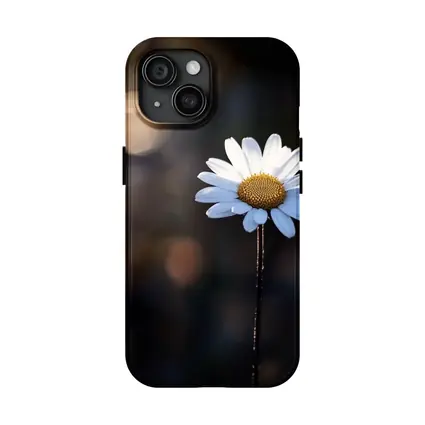 Single Daisy Flower Dark Bokeh Background