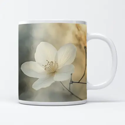 White Anemone Flower Soft Misty Background