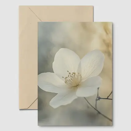 White Anemone Flower Soft Misty Background