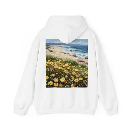 Yellow Daisies Coastal Beach Ocean Landscape Painting