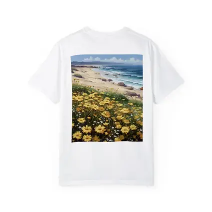 Yellow Daisies Coastal Beach Ocean Landscape Painting