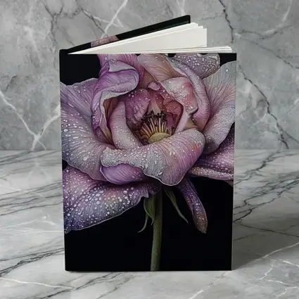 Purple Peony With Dew Drops Black Background