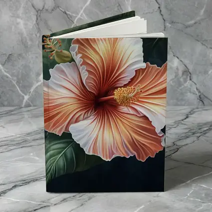 Peach Hibiscus Flower Dark Botanical Background
