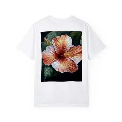 Peach Hibiscus Flower Dark Botanical Background