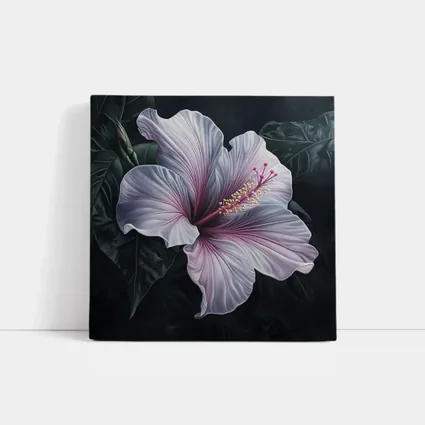 Pink Hibiscus Flower Dark Botanical Art
