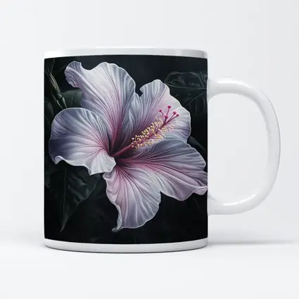 Pink Hibiscus Flower Dark Botanical Art