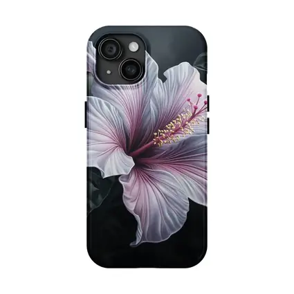 Pink Hibiscus Flower Dark Botanical Art