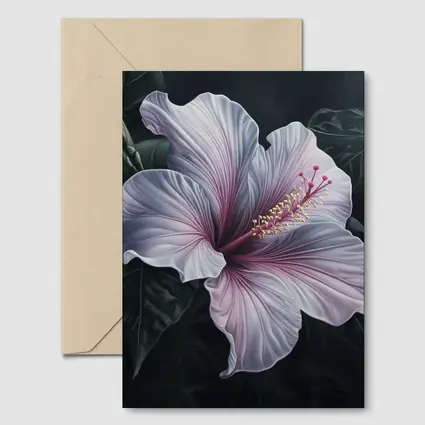 Pink Hibiscus Flower Dark Botanical Art