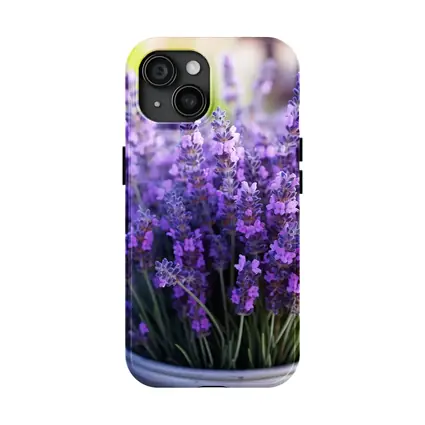 Lavender Flowers In White Pot Garden