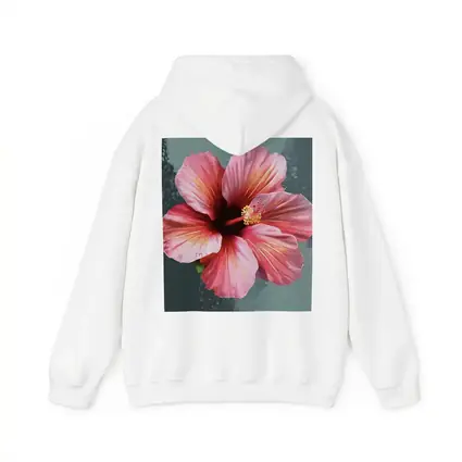 Pink Hibiscus Flower Painting Teal Background