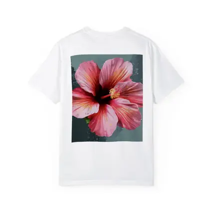 Pink Hibiscus Flower Painting Teal Background