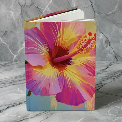 Pink Hibiscus Flower Colorful Painted Background