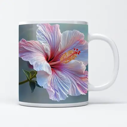 Pink Hibiscus Flower Soft Blue Background