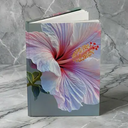 Pink Hibiscus Flower Soft Blue Background